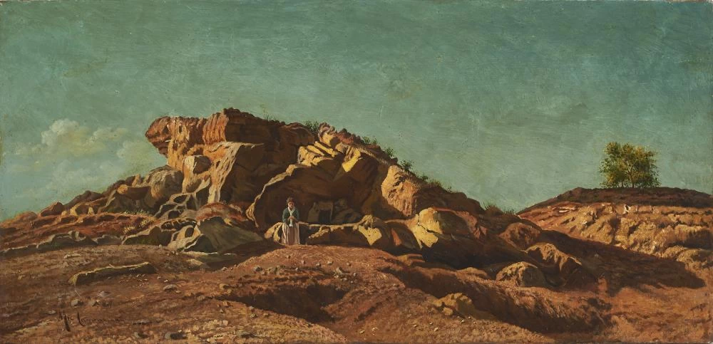 Paesaggio roccioso con figura femminile